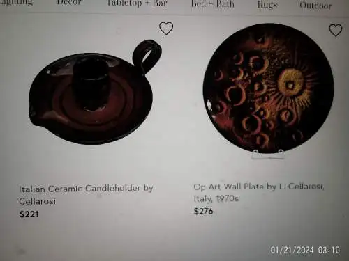 Henkelkeramik Designer Libero Cellarosi, signierte Keramik 1970 ein seltenes Sammlerstück , tolle Ausstrahlung des Design !
