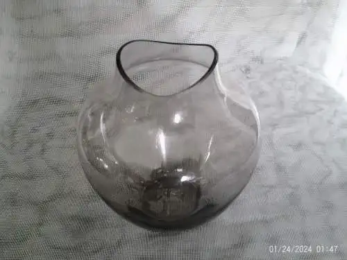  Vase Design:  Wagenfeld Hirschberb  große Fischmaul Ballonvase Klarglas