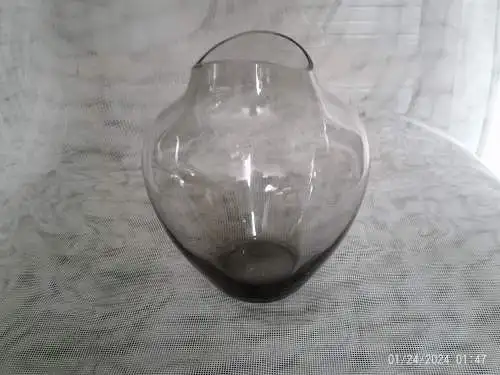  Vase Design:  Wagenfeld Hirschberb  große Fischmaul Ballonvase Klarglas