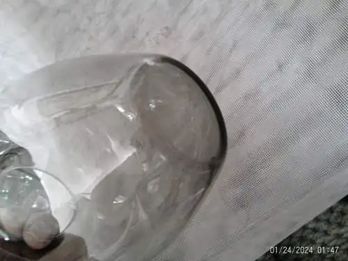  Vase Design:  Wagenfeld Hirschberb  große Fischmaul Ballonvase Klarglas