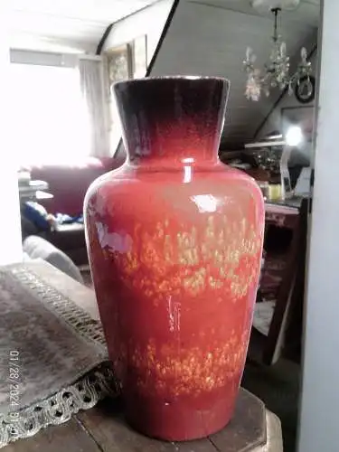 Scheurich Designerin Gerda Heukeroth 523 /18 seltene seltene blau Fat Lava H 18 cm  Mid Century 1970 -79 