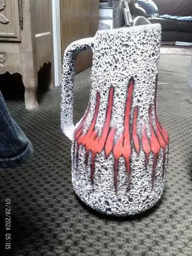  Lora Fat Lava Zickzack Vintage-Vase aus Westdeutschland, hergestellt von Scheurich um 1960-70  Die Modellnummer lautet 408-40,