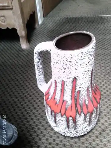  Lora Fat Lava Zickzack Vintage-Vase aus Westdeutschland, hergestellt von Scheurich um 1960-70  Die Modellnummer lautet 408-40,