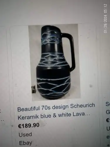  Lora Fat Lava Zickzack Vintage-Vase aus Westdeutschland, hergestellt von Scheurich um 1960-70  Die Modellnummer lautet 408-40,