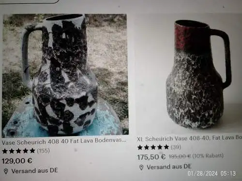  Lora Fat Lava Zickzack Vintage-Vase aus Westdeutschland, hergestellt von Scheurich um 1960-70  Die Modellnummer lautet 408-40,