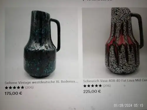  Lora Fat Lava Zickzack Vintage-Vase aus Westdeutschland, hergestellt von Scheurich um 1960-70  Die Modellnummer lautet 408-40,
