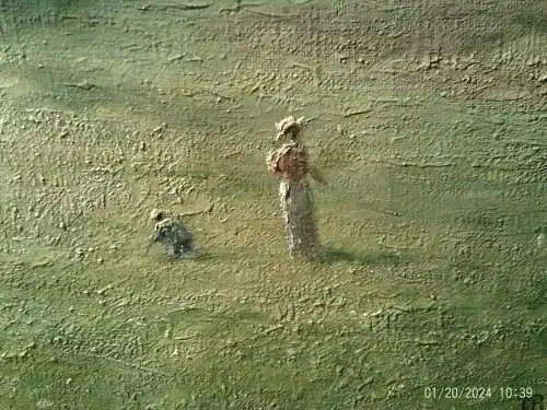 A.L  Broune  "Blumenwiese Mutter mit Kind spielend"  signiert  impressionistisches Gemälde um 1870