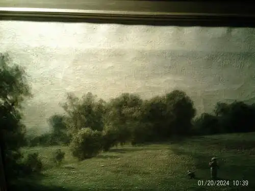 A.L  Broune  "Blumenwiese Mutter mit Kind spielend"  signiert  impressionistisches Gemälde um 1870