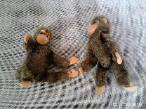 2 Schuco /Steiff Jocko Äffchen  Schimpansen 10 cm50 Jahre 1 Scheibengelenke andere nicht fest Schlenker