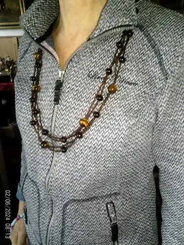 Tigeraugen mit Karneol Damen Halskette um 1950 aus Russland 