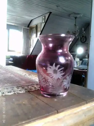 kl rosalin Vase von Wilhelm Wagenfeld für WMF, 1951-1956 H: 8,5 cm mit Schliffdekor Edelweiß