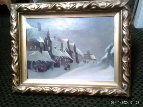 "Dorfidylle im Winter Weihnachten 1914 " F Tröltsch  Würzburg /Bayern ?