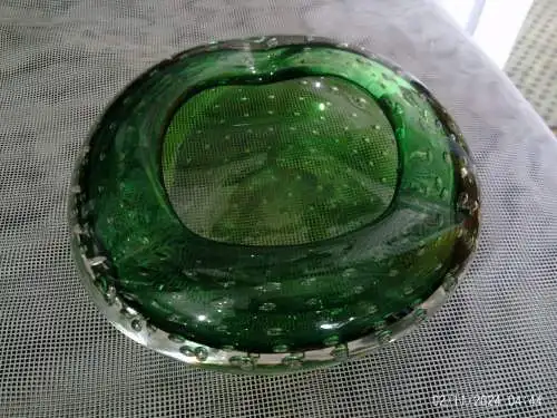 Murano Barovier Tosso? 60er 70er Jahre Schale Aschenbecher Glas grün Luftblasen