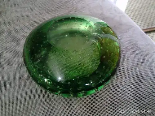 Murano Barovier Tosso? 60er 70er Jahre Schale Aschenbecher Glas grün Luftblasen