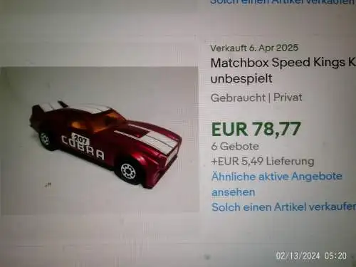 Matchbox Speedkings K60 blau türkis Metallic Ford Mustang 1976 