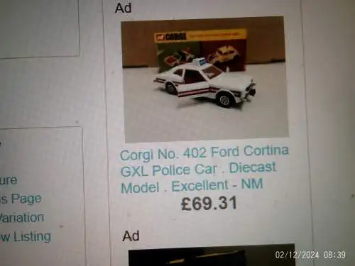Gorgi Toys Ford Cortina GXL Polizei KFZ von 1973