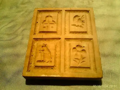 Springerle Modell 4 Motive um 1880 besonders seltene Motivwahl Kirschbaum 9x 10,5x 1,8 cm