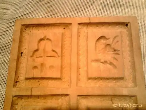 Springerle Modell 4 Motive um 1880 besonders seltene Motivwahl Kirschbaum 9x 10,5x 1,8 cm