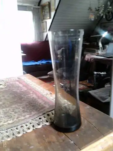 kl Rauchglas Becher Vase von Wilhelm Wagenfeld für WMF, 1949 H:15,5cm