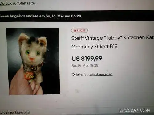 Steiff Leopard Mohair Plüsch, nur 1955-61 gefertigt Steiff Tagged laufender Leopard Knopf..
