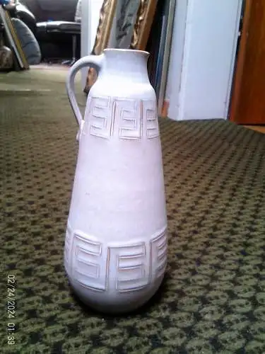 Dietlind Bretzler Woba Keramik kleine Henkel Vase  "Capri" um 1965 Form 37/20 signiert Bretzler