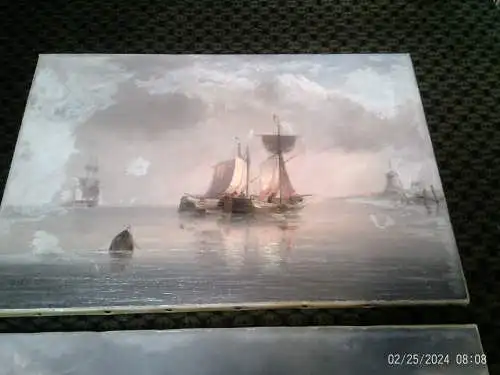 Paar Gemälde Marinen Maler Edward King Redmore 1860 Hull - 1943 " Britische Boote vor britischer Küste und Fischerboote vor der holländischen Küste" jeweils signiert 