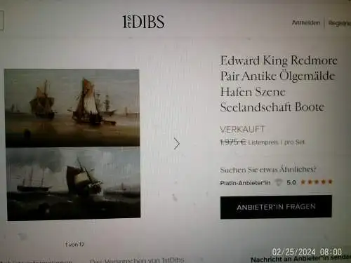 Paar Gemälde Marinen Maler Edward King Redmore 1860 Hull - 1943 " Britische Boote vor britischer Küste und Fischerboote vor der holländischen Küste" jeweils signiert 