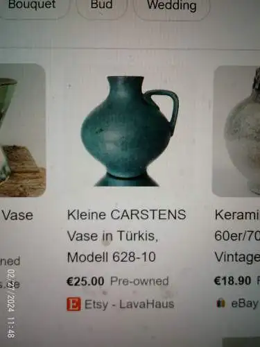 Miniatur Vase 1960-69 Designer:Halidan Kutla "Gazelle "Carstens  Tönnishof 628-10 
