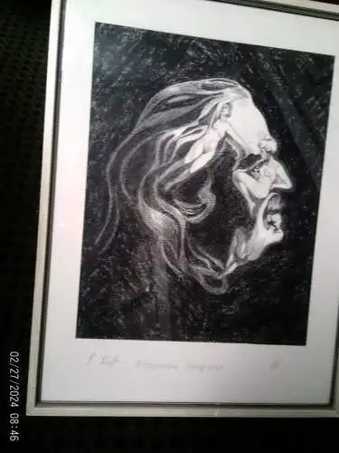 Art Jeronimo Lopez Ramirez Frauen  Akte Surrealismus  "Rhapsodie Hongroise " Franz Liszt " signiert