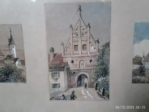 Architekturmaler hier 3 Ansichten : Schloss Meiningen Zeil Kirchberg a/d Jagst Aquarelle signiert Bihler wohl aus Schw.Hall !