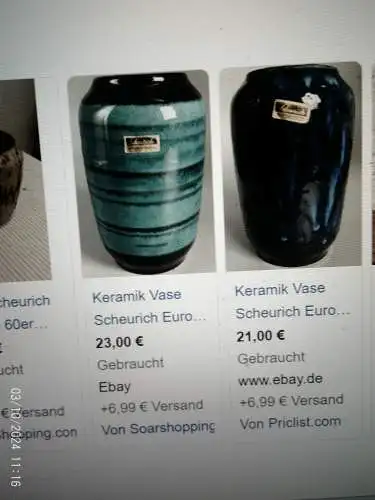 Scheurich Oswald Kleudgen  238-14  Fat Lave Vintage 60-70 Ära Tischvase Mehrfarbig  Lave Design Vase Modernist  Höhe 14 cm  aus der Vitrine