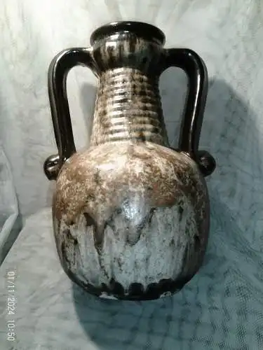 Dümler & Brieden ? 2Henkel Keramik Vase Fat Lava Lasur Formnr.: 808 H: 37cm  sehr gute Erhaltung!