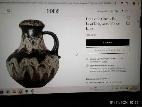 Dümler & Brieden ? 2Henkel Keramik Vase Fat Lava Lasur Formnr.: 808 H: 37cm  sehr gute Erhaltung!