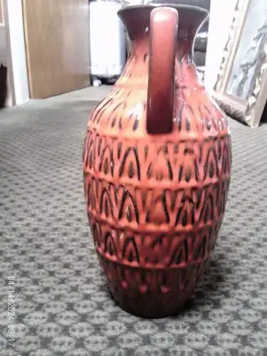 Bay Keramik Vase Bodo Mans Formnr.: 232-25 Inka Dekor Höhe 26cm um 1965-75 entstanden! aus der Vitrine