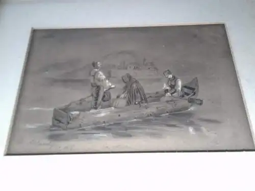 Christoph Christian Ruben 1805 Trier -1875 Inzersdorf Wien "Ave Maria , das Gebet , abendliche Überfahrt auf dem Chiemsee" um 1830--35