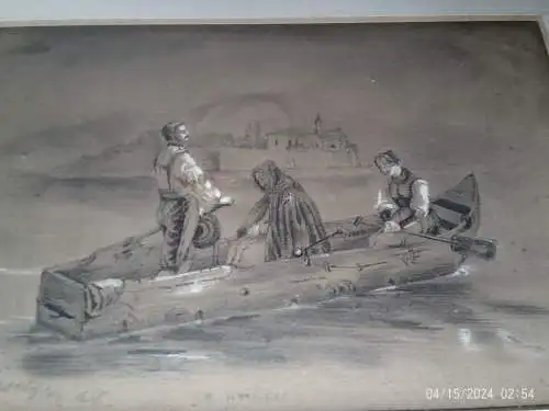 Christoph Christian Ruben 1805 Trier -1875 Inzersdorf Wien "Ave Maria , das Gebet , abendliche Überfahrt auf dem Chiemsee" um 1850