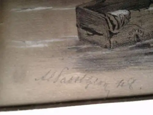 Christoph Christian Ruben 1805 Trier -1875 Inzersdorf Wien "Ave Maria , das Gebet , abendliche Überfahrt auf dem Chiemsee" um 1850