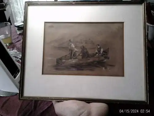 Christoph Christian Ruben 1805 Trier -1875 Inzersdorf Wien "Ave Maria , das Gebet , abendliche Überfahrt auf dem Chiemsee" um 1850