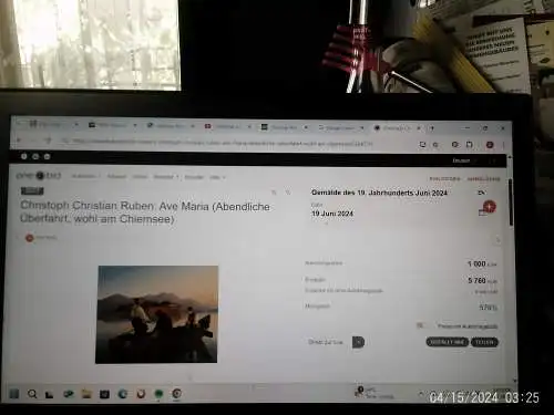 Christoph Christian Ruben 1805 Trier -1875 Inzersdorf Wien "Ave Maria , das Gebet , abendliche Überfahrt auf dem Chiemsee" um 1850
