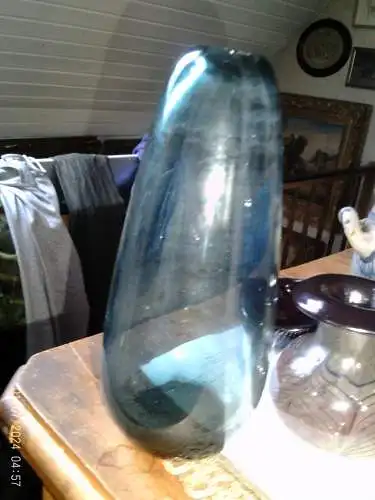 Trichtervase WMF Perlora blau, Entwurf Walter Dexel, 1950/60er, Ø 20 x 9 cm, ca700 g gute Erhaltung !