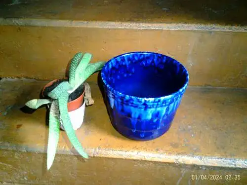 Scheurich Blumentopf Gerda Heukeroth Formnr: 822-17  Fat Lave aus den 1960-69 Jahren Fat Lava blau schwarz H: 32 cm Durchmesser: cm 18 cm 