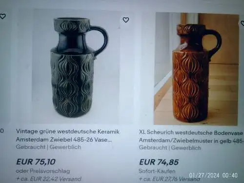 Rechte Scheurich Amsterdam Designer Oswald Kleudgen Model 485-26 Mid Century Mokka und Beige  sehr selten !