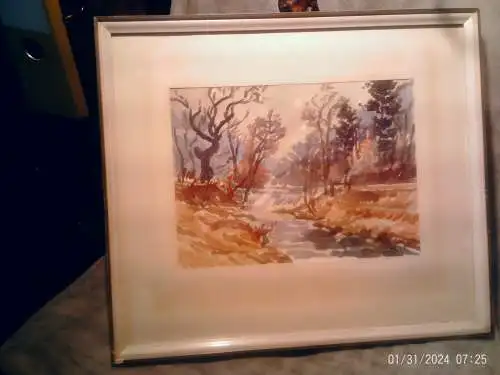 Karl Abt 1899 Pforzheim 1985  Impressionistisches Gemälde "Würmtal im Herbst " deutscher Landschaftsmaler