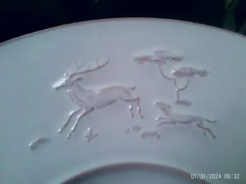 Karlsruher Majolika Jagdteller für Ihr Obst oder als Wandschmuck zu nutzen Art Deko aus der Vitrine !