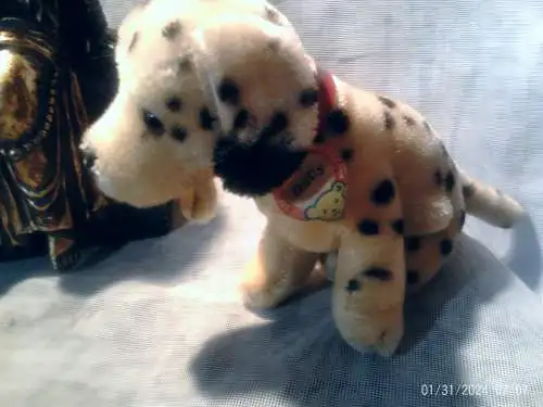Alter Steiff Hund - Dalmatiner Dally - 17 cm - Knopf + Fahne + Halsband von 1963 unbespielter originaler Zustand !