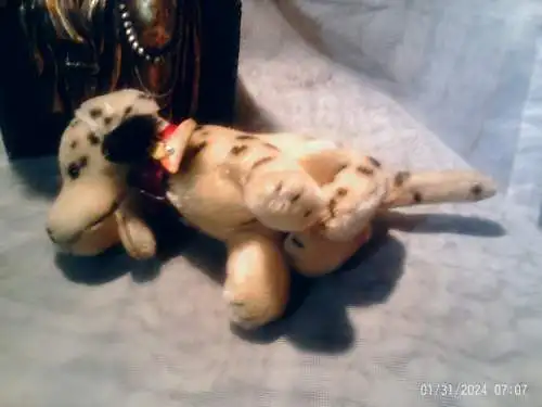Alter Steiff Hund - Dalmatiner Dally - 17 cm - Knopf + Fahne + Halsband von 1963 unbespielter originaler Zustand !