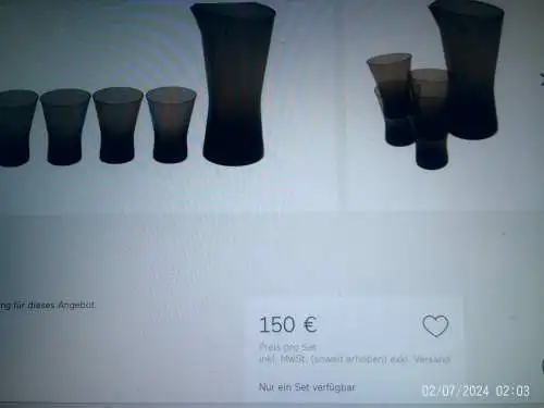 Zwiesel H. Löffelhardt Design Glas Krug + 5 Gläser Saftset 60er 60s Rauchglas Heinrich Löffelhardt  1901 HN - 1977 Stuttgart 