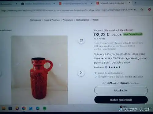 Scheurich XXL 285 / 45Amsterdam Vintage vase, made in the 1970s Senffarben