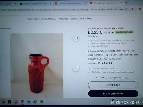 Scheurich XXL 285 / 45Amsterdam Vintage vase, made in the 1970s Senffarben