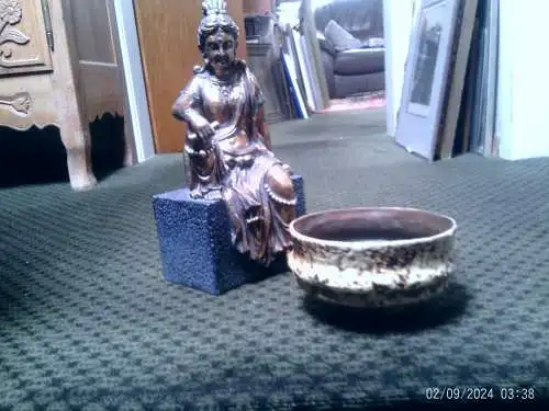 Gabriele Spang brutalistische Pflanzenschale Ockerfarben um 1960 Formnr. 253/15 